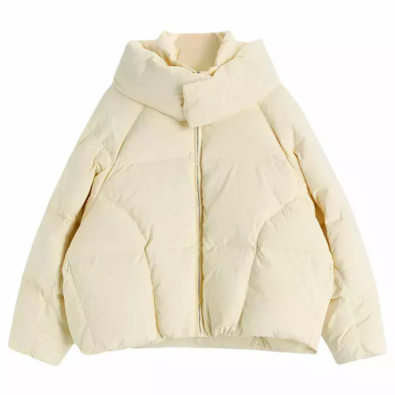 Jaqueta Feminina Parka Down Plumas de Ganso - Bege